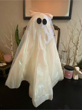 White Iridescent White Ghost Costume with Bow - Unbranded